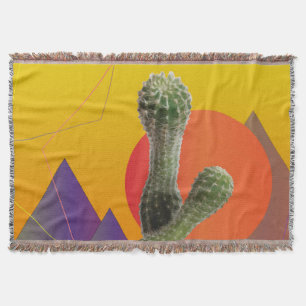 Orange, Pink, Purple Summer Cactus Throw Blanket