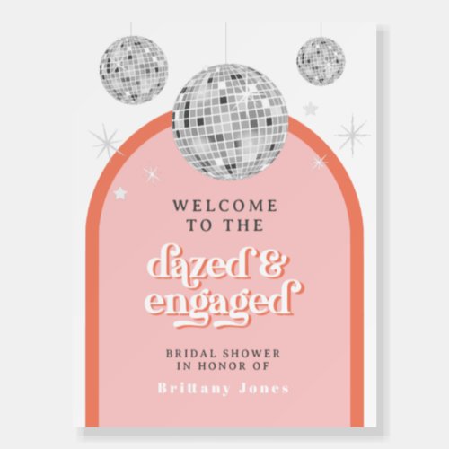 ORANGE  PINK Retro Disco Bridal Shower Welcome Foam Board