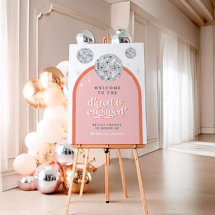 ORANGE & PINK Retro Disco Bridal Shower Welcome Foam Board