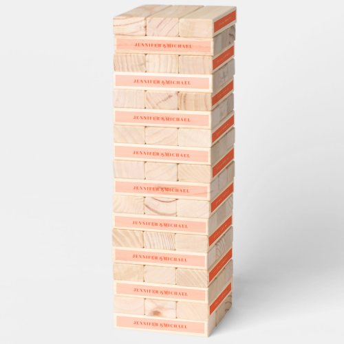 Orange Pink Simple Formal Fun Classic Wedding Topple Tower