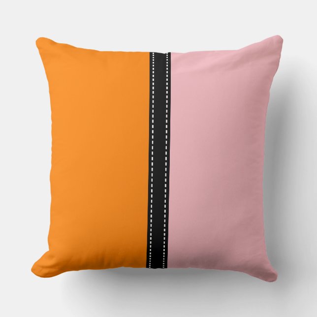 Orange & Pink Solid Color Background Throw Pillow (Front)