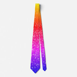Orange Pink Sparkle Abstract Glitter Patterns Gift Neck Tie