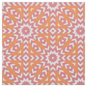 Orange & Pink Stylish Mosaic Geometric Pattern Fabric
