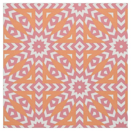 Orange & Pink Stylish Mosaic Geometric Pattern Fabric