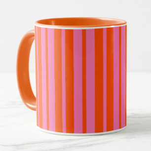 Orange Pink Stylish Stripes Pattern Design Mug