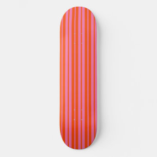 Orange Pink Stylish Stripes Pattern Design Skateboard