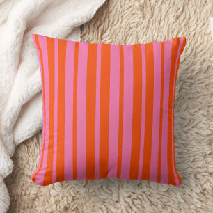 Orange Pink Stylish Stripes Pattern Design Throw Pillow