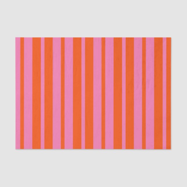 Orange Pink Stylish Stripes Pattern Design  Tissue Paper (Front)