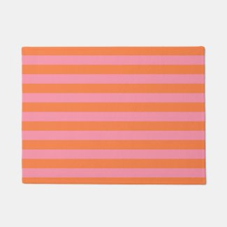 Orange Pink Summer Mood Lines  Door Mat