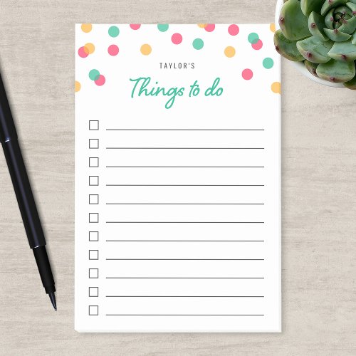 Orange Pink Teal Confetti Things To Do List Post_it Notes