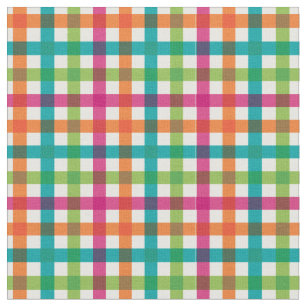 Bright Rainbow Plaid Pattern Fabric