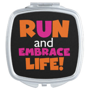 Orange Pink Text Fitness Running Runner Marathon Compact Mirror