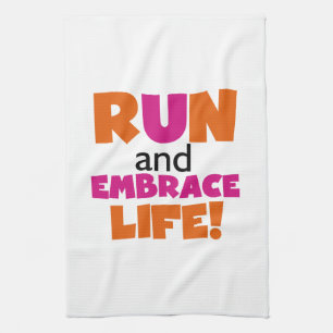Orange Pink Text Fitness Running Runner Marathon Towel