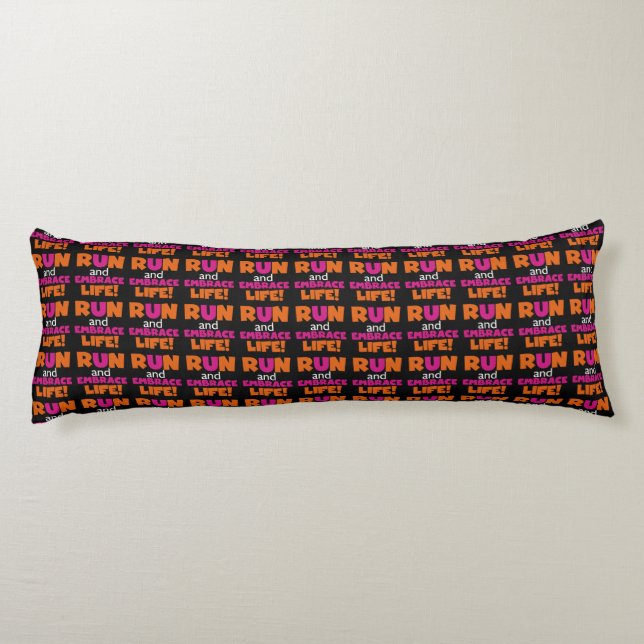 Orange Pink Text Run Runner Marathon Body Pillow (Back)