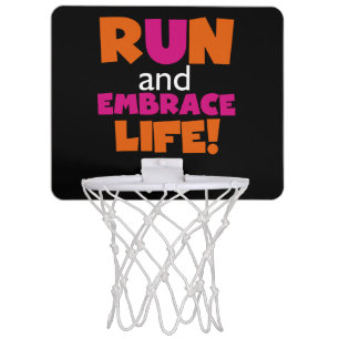 Orange Pink Text Run Runner Marathon Mini Basketball Hoop