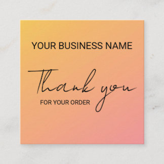 Orange Pink Thank You  Square Business Card