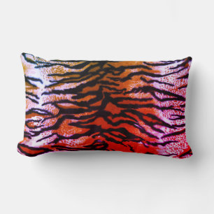 Orange & Pink Tiger Print Lumbar Throw Pillow