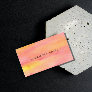 Orange Pink Watercolor Stylish Business Card