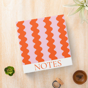 Orange & Pink Wavy Stripe Elegant Organizer 3 Ring Binder