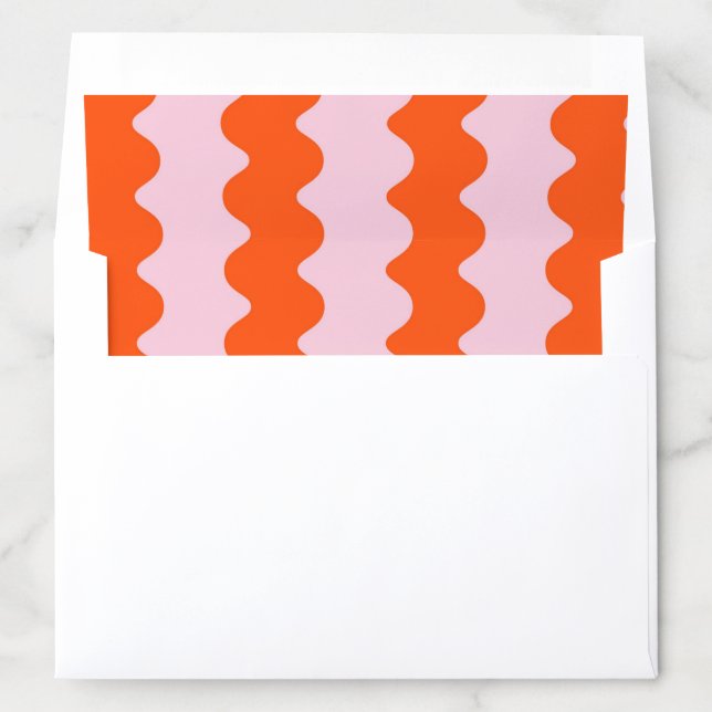 Orange Pink Wavy Stripe Pattern Elegant Stationary Envelope Liner (In Envelope)