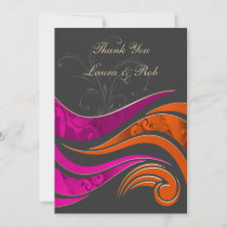 "orange pink" wedding ThankYou Cards
