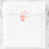 Orange Pink White Floral 1.5" Wedding Sticker (Bag)