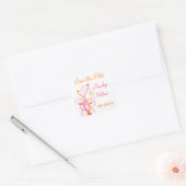 Orange Pink White Floral 1.5" Wedding Sticker (Envelope)