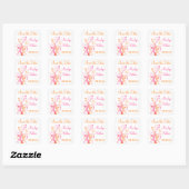 Orange Pink White Floral 1.5" Wedding Sticker (Sheet)