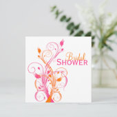 Orange Pink White Floral Bridal Shower Invitation (Standing Front)