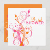 Orange Pink White Floral Bridal Shower Invitation (Front/Back)