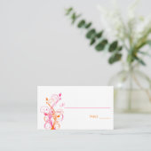 Orange Pink White Floral Place Cards (Standing Front)