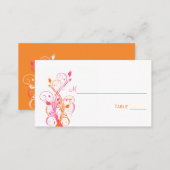 Orange Pink White Floral Place Cards (Front/Back)