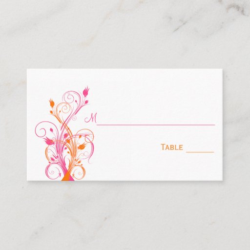 Customizable Orange Pink White Floral Place Cards Business Card Template