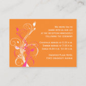 Orange Pink White Floral Reception Enclosure Card (Back)