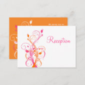 Orange Pink White Floral Reception Enclosure Card (Front/Back)