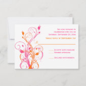 Orange Pink White Floral RSVP Card (Back)
