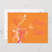 Orange Pink White Floral Save the Date Post Card (Front/Back)