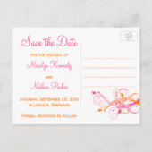 Orange Pink White Floral Save the Date Post Card (Back)