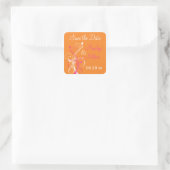 Orange Pink White Floral Save the Date Sticker (Bag)