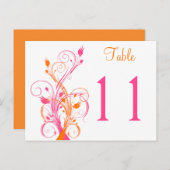 Orange Pink White Floral Table Number Postcard (Front/Back)