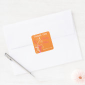 Orange Pink White Floral Wedding Favor Sticker (Envelope)