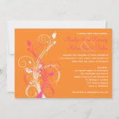 Orange Pink White Floral Wedding Invitation (Back)