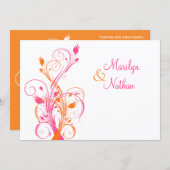 Orange Pink White Floral Wedding Invitation (Front/Back)