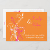 Orange Pink White Floral Wedding Invitation (Front/Back)