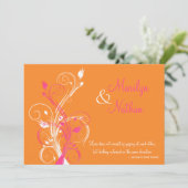 Orange Pink White Floral Wedding Invitation (Standing Front)