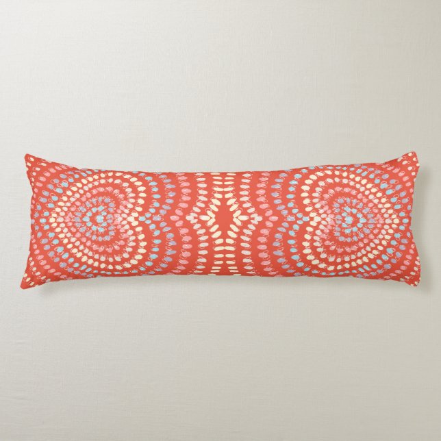 orange pink yellow blue Concentric Hearts Rainbow Body Pillow (Front)