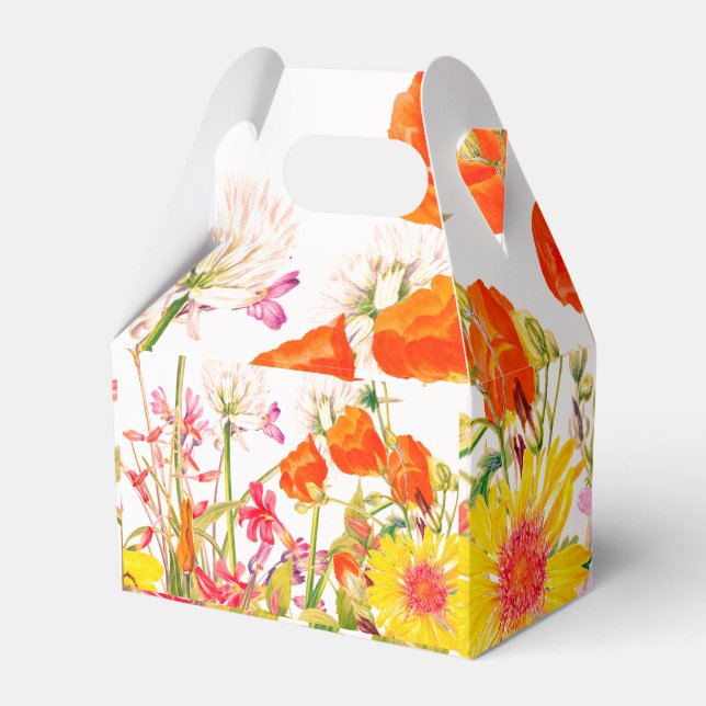 Orange, Pink & Yellow Florals Favor Box (Front Side)