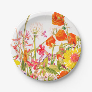 Orange, Pink & Yellow Florals  Paper Plates