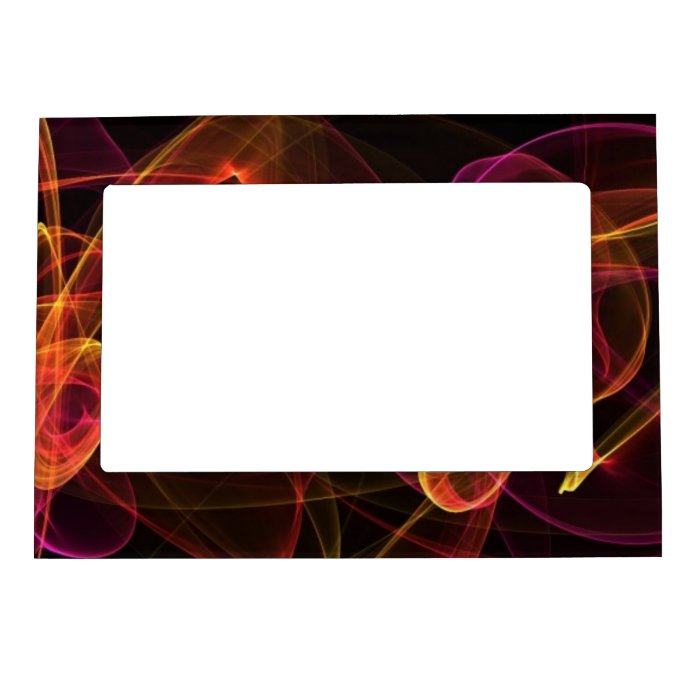 Orange, Pink, Yellow, on Black Background Magnetic Photo Frames