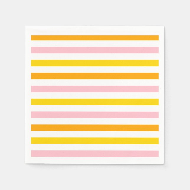 Orange, Pink & Yellow Striped Napkins (Front)